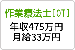 作業療法士[OT] 年収475万円・月給33万円