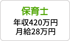 保育士 年収420万円・月給28万円